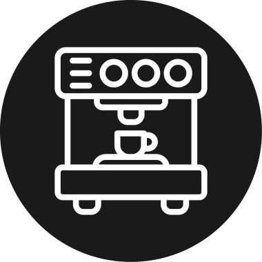 Kahve Makinesi Hattı Çemberi BG Simgesi, Basit Tasarımlı Vektör Resimleri