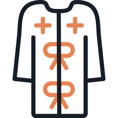 Hastane Önlüğü Çizgisi Simgesi, Basit Tasarımlı Vektör Resimleri