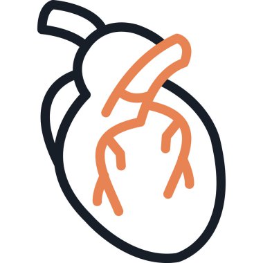 Kalp Anatomisi Çizgisi Basit Tasarımlı Vektör İllüzyonu