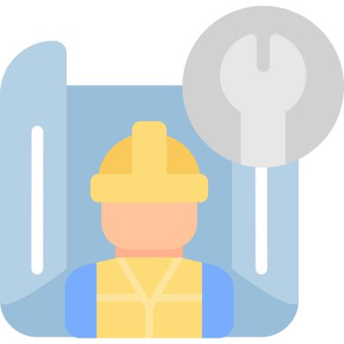 Endüstriyel İşgücü Düz Simgesi, Basit Tasarımlı Vektör İllüzyonu