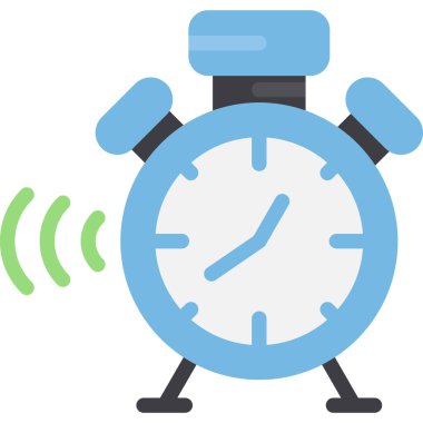 Alarm Saati Düz Simgesi, Basit Tasarımlı Vektör ResmiComment