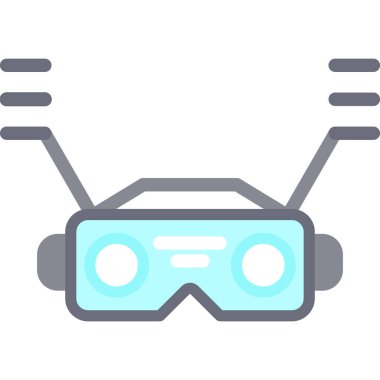 VR Simülasyon Düz Simgesi, Basit Tasarımlı Vektör İllüstrasyonu