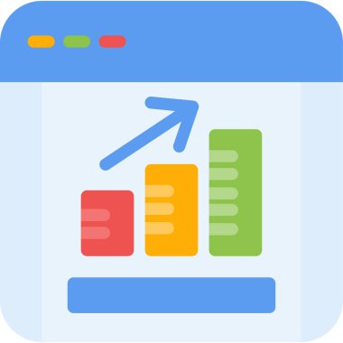 Analitik Yönetim Düz Simgesi, Basit Tasarımlı Vektör İllüstrasyonu