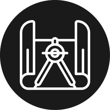 Blueprint Pusula Satırı Çemberi BG Simgesi, Basit Tasarımlı Vektör Resimleri