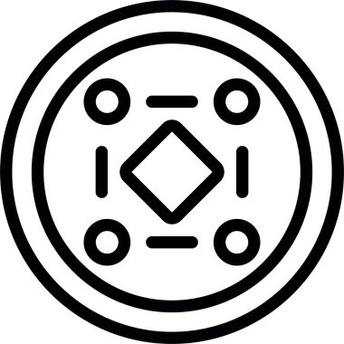 Şanslı Madeni Para Çizgisi Simgesi, Basit Tasarımlı Vektör İllüstrasyonu