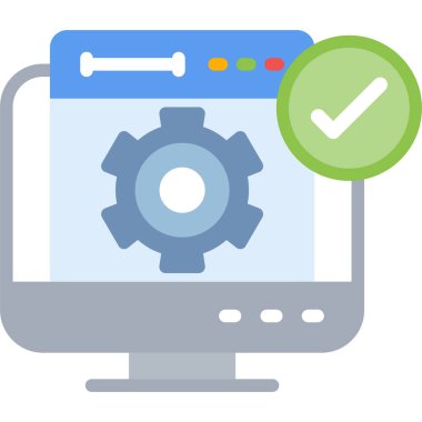 Yazılım Geliştirme Düz Simgesi, Basit Tasarımlı Vektör İllüstrasyonu