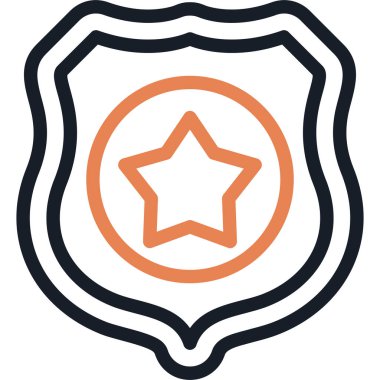 Polis Rozet Çizgisi Simgesi, Basit Tasarımlı Vektör Resimleri