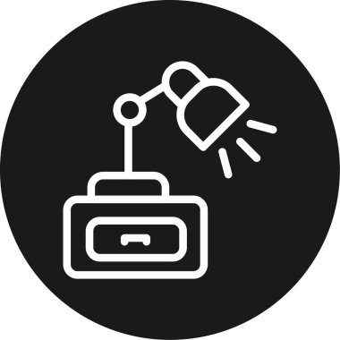 Masa Lambası Çizgisi Çemberi BG Simgesi, Basit Tasarımlı Vektör Resimleri