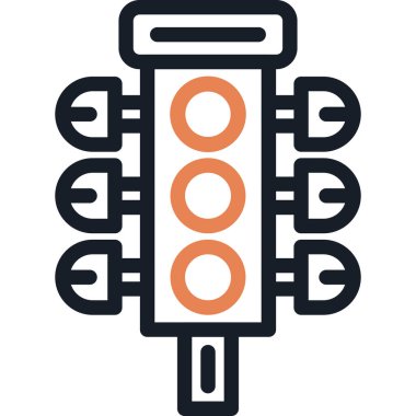 Trafik Işıkları Çizgisi Simge Ögesi, Basit Tasarımlı Vektör İllüstrasyonu