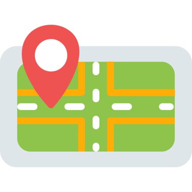 Araba GPS Düz Simge, Basit Tasarımlı Vektör Resimleri