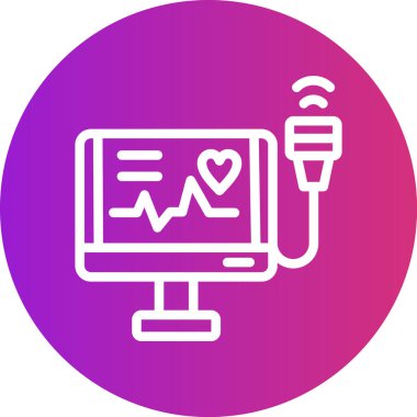 Ekokardiyogram Çizgisi Grafik Çemberi Simgesi, Basit Tasarımlı Vektör Resimleri