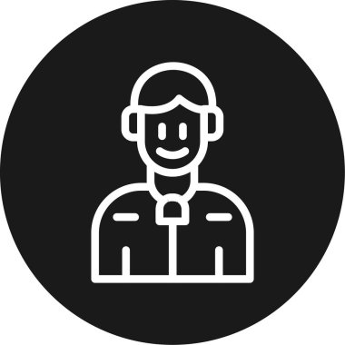 Gazeteci Satırı Çemberi BG Simgesi, Basit Tasarımlı Vektör İllüstrasyonu