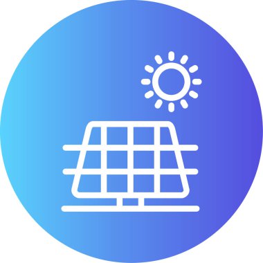 Güneş Enerjisi Çizgisi Gradyan Çemberi Simgesi, Basit Tasarımlı Vektör Resimleri