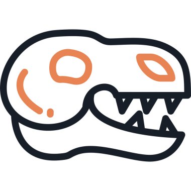 Dinozor Kemiği Çizgisi Simgesi, Basit Tasarımlı Vektör İllüstrasyonu