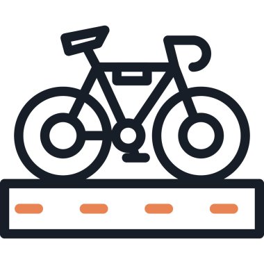 Bisiklet Yolu Satırı Simge Ögesi, Basit Tasarımlı Vektör İllüstrasyonu