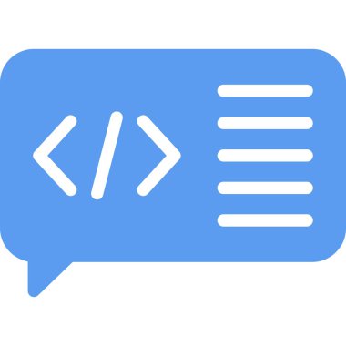 Kod Yorumu Düz Simgesi, Basit Tasarımlı Vektör İllüstrasyonu