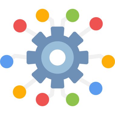 Ağ Ayarları Düz Simge, Basit Tasarımlı Vektör İllüstrasyonu