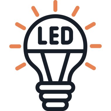 LED Ampul Çizgisi Simge Ögesi, Basit Tasarımlı Vektör Resimleri