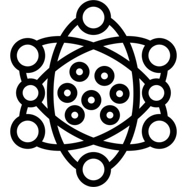 Nükleer Bilim Düz Simgesi, Basit Tasarımlı Vektör İllüzyonu