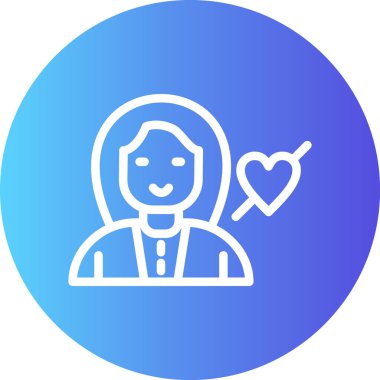 Öğretmenin Kalp Çizgisi Gradyan Çemberi Simgesi, Basit Tasarımlı Vektör İllüstrasyonu