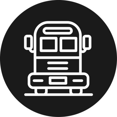 Okul Otobüs Hattı Çemberi BG Simgesi, Basit Tasarımlı Vektör Resimleri