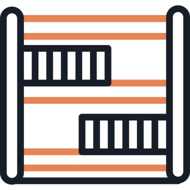 Okul Kütüphanesi Satırı Simgesi, Basit Tasarımlı Vektör İllüstrasyonu