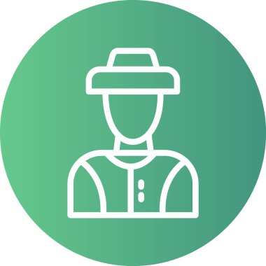 Çiftçi Çizgisi Gradyan Çemberi Simgesi, Basit Tasarımlı Vektör İllüstrasyonu