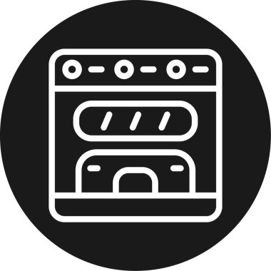 Induction Cooker Line Circle BG Simgesi, Basit Tasarımlı Vektör Resimleri