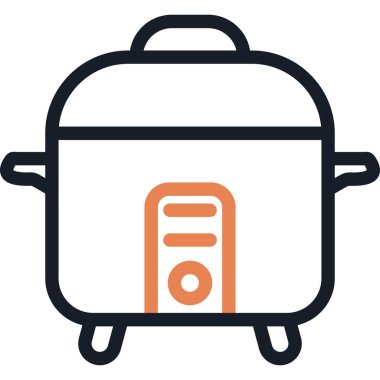 Pirinç Pişirme Çizgisi Simgesi, Basit Tasarımlı Vektör İllüstrasyonu