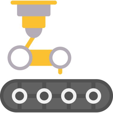 Endüstriyel Robot Düz Simgesi, Basit Tasarımlı Vektör İllüzyonu