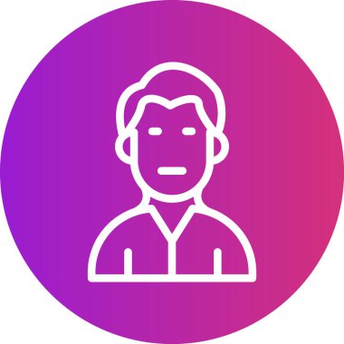 Erkek Çizgisi Gradyan Çemberi Simgesi, Basit Tasarımlı Vektör İllüzyonu