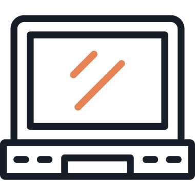 Laptop Satırı Simgesi, Basit Tasarımlı Vektör Resimleri