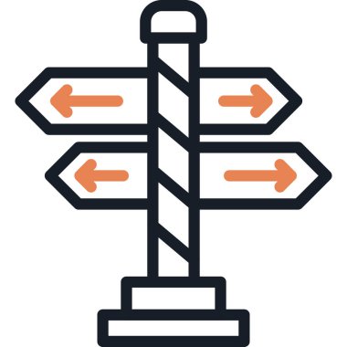 Sokak İşaret Çizgisi Simgesi, Basit Tasarımlı Vektör İllüstrasyonu