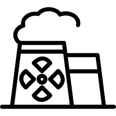 Nükleer Enerji Düz Simgesi, Basit Tasarımlı Vektör İllüzyonu