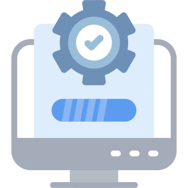 Yazılım Güncelleme Düz Simgesi, Basit Tasarımlı Vektör İllüstrasyonu