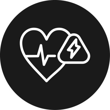 Kalp Saldırısı Çizgisi Çemberi BG Simgesi, Basit Tasarımlı Vektör Resimleri