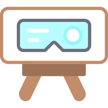 VR Atölye Düz Simgesi, Basit Tasarımlı Vektör İllüstrasyonu