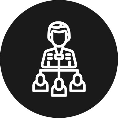 İşveren Satırı Çemberi BG Simgesi, Basit Tasarımlı Vektör İllüstrasyonu