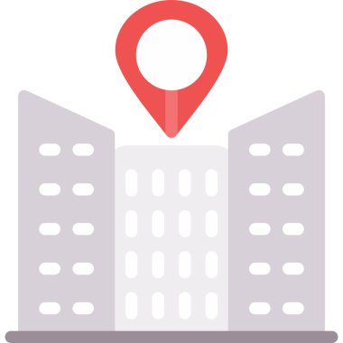 Konum Şehri Düz Simgesi, Basit Tasarımlı Vektör Resimleri