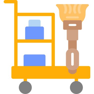 Temizleme Ekipmanı Düz Simgesi, Basit Tasarımlı Vektör İllüstrasyonu