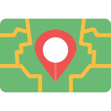 Konum Düz Alan Simgesi, Basit Tasarımlı Vektör İllüstrasyonu