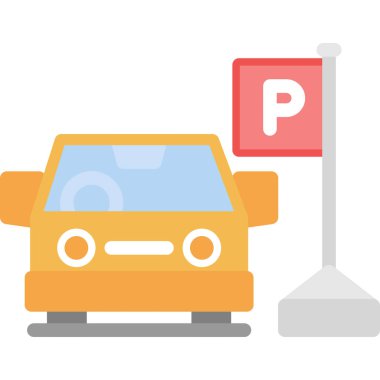 Otel Otoparkı Düz Simgesi, Basit Tasarımlı Vektör Resimleri