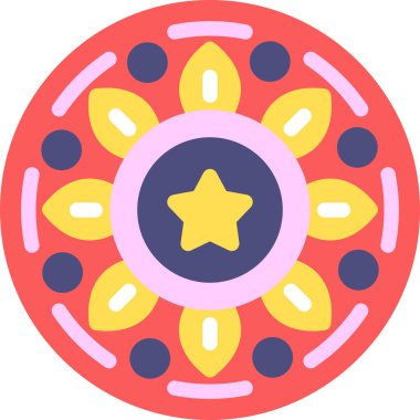 Mandala Düz Simgesi, Basit Tasarımlı Vektör Resimleri