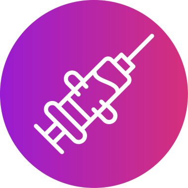 Şırınga Çizgisi Gradyan Çemberi Simgesi, Basit Tasarımlı Vektör İllüstrasyonu