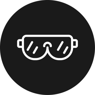 Güvenlik Gözlüğü Çizgisi Çemberi BG Simgesi, Basit Tasarımlı Vektör Resimleri