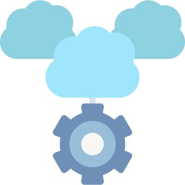 Bulut Geliştirme Düz Simgesi, Basit Tasarımlı Vektör İllüstrasyonu