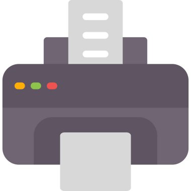 Basit Tasarımlı Yazıcı Düz Simgesi, Vektör İllüstrasyonu