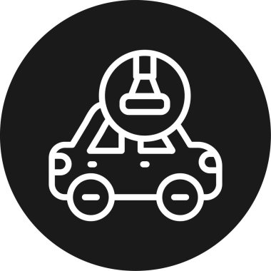 Buhar temizleme hattı olan bir araba BG Simgesi Çemberi, Basit Tasarımlı Vektör Resimleri