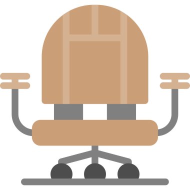 Ofis Sandalyesi Düz Simge, Basit Tasarımlı Vektör Resimleri