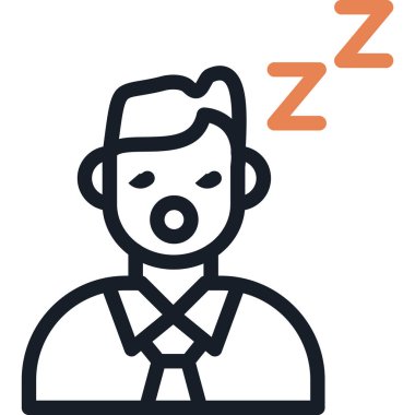 Uyuyan Kişi Çizgisi Simgesi, Basit Tasarımlı Vektör İllüzyonu